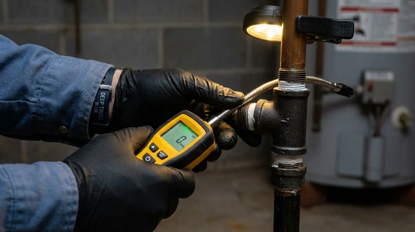 Gas leak detection with electronic sniffer by Johns Plumbing LLC in Fulton