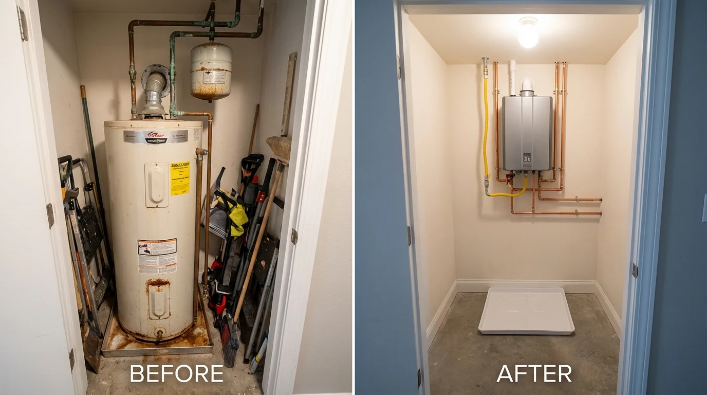 Tank water heater versus wall-mounted tankless unit comparison for Fulton, MD homeowners